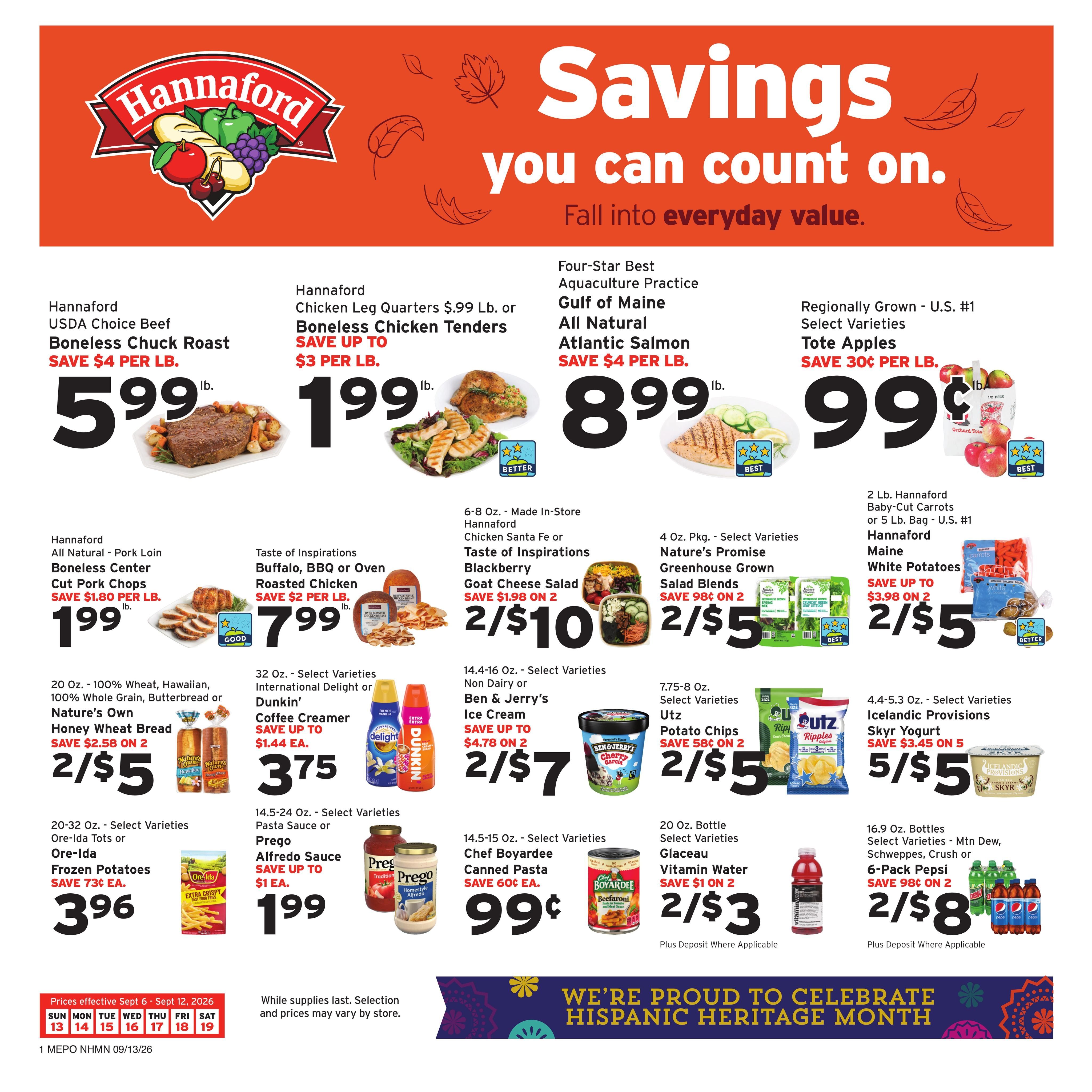 Hannaford (Concord Area, NH) Week 38 Weekly Ad September 13 - 19, 2026