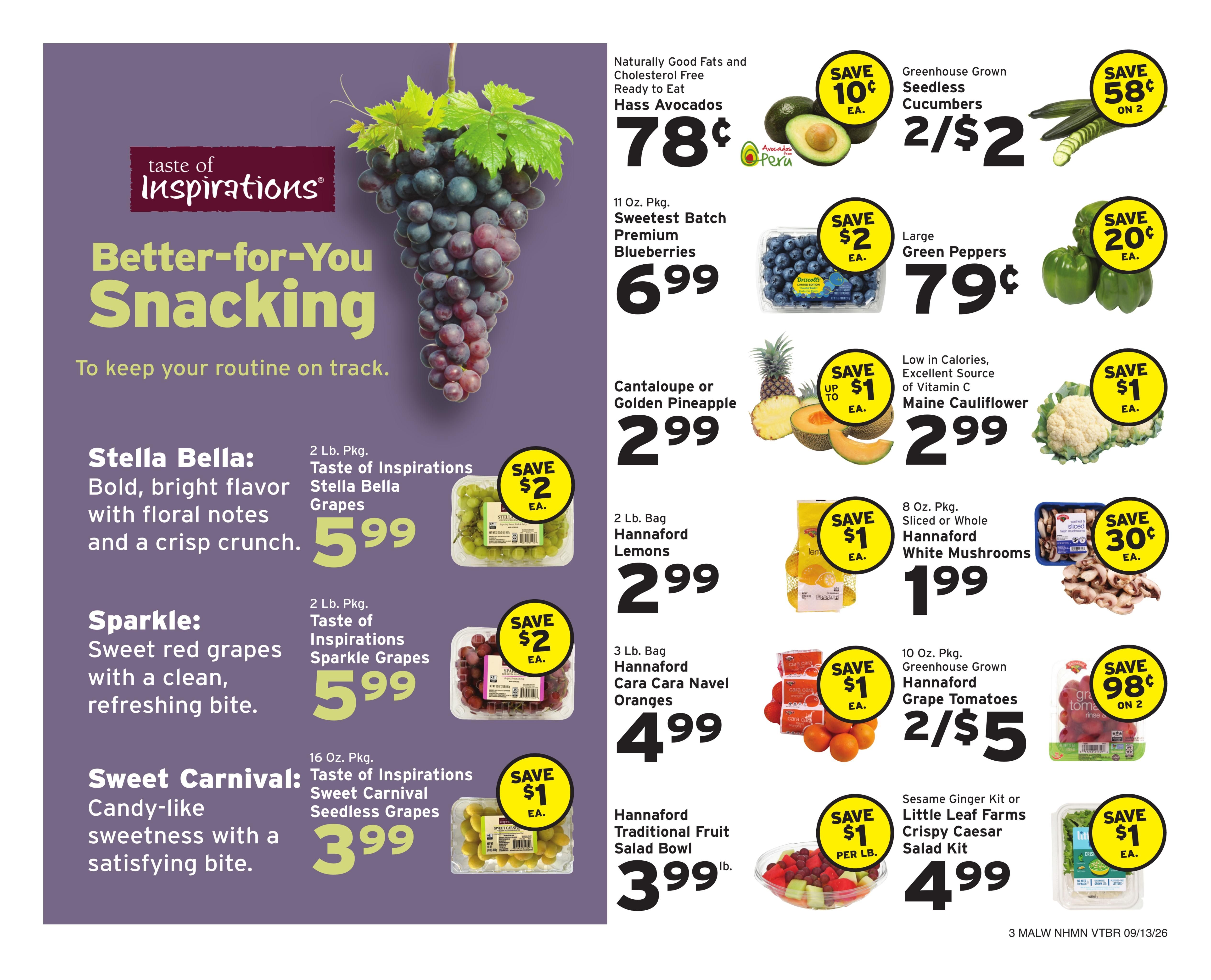 Hannaford (Concord Area, NH) Week 38 Weekly Ad September 13 - 19, 2026