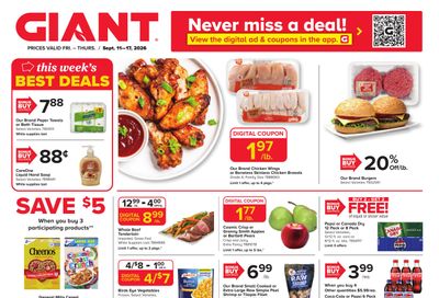 Giant Food Stores (Coalport-Orbisonia Area, PA) Weekly Ad September 11 - 17, 2026