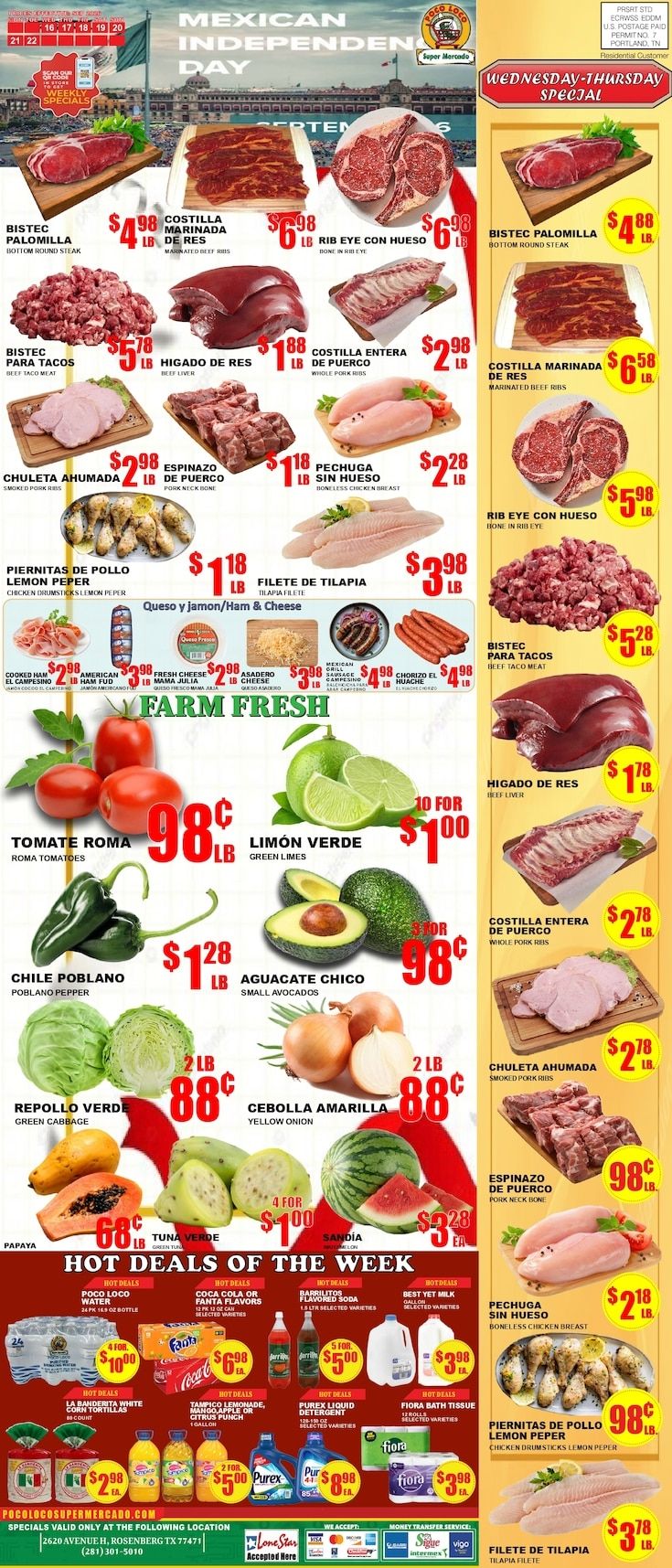 Poco Loco Supermercado (Rosenberg, TX) Weekly Ad September 16 - 22, 2026