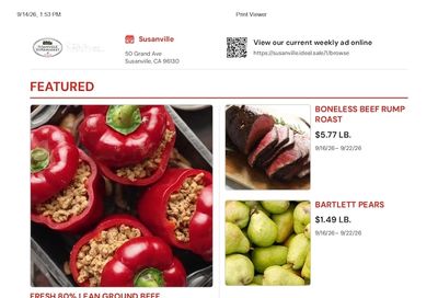 Susanville Supermarket IGA Weekly Ad September 16 - 22, 2026