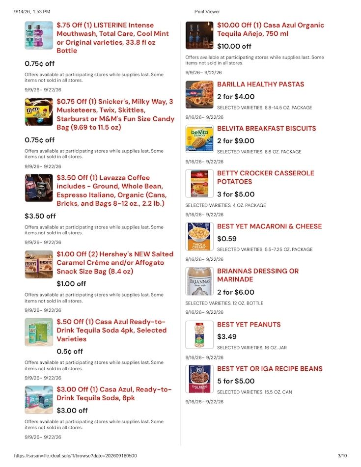 Susanville Supermarket IGA Weekly Ad September 16 - 22, 2026