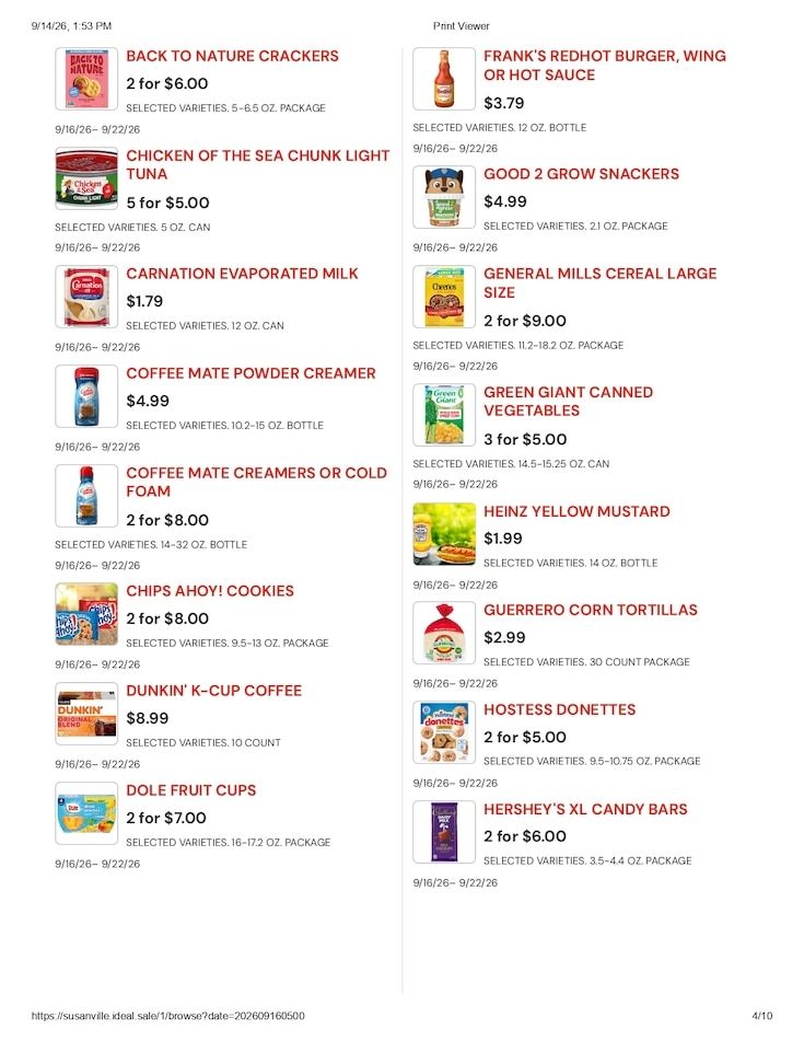 Susanville Supermarket IGA Weekly Ad September 16 - 22, 2026