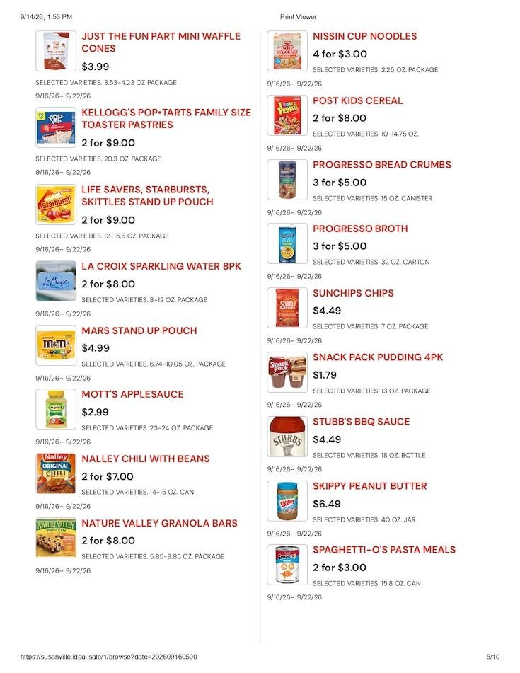 Susanville Supermarket IGA Weekly Ad September 16 - 22, 2026