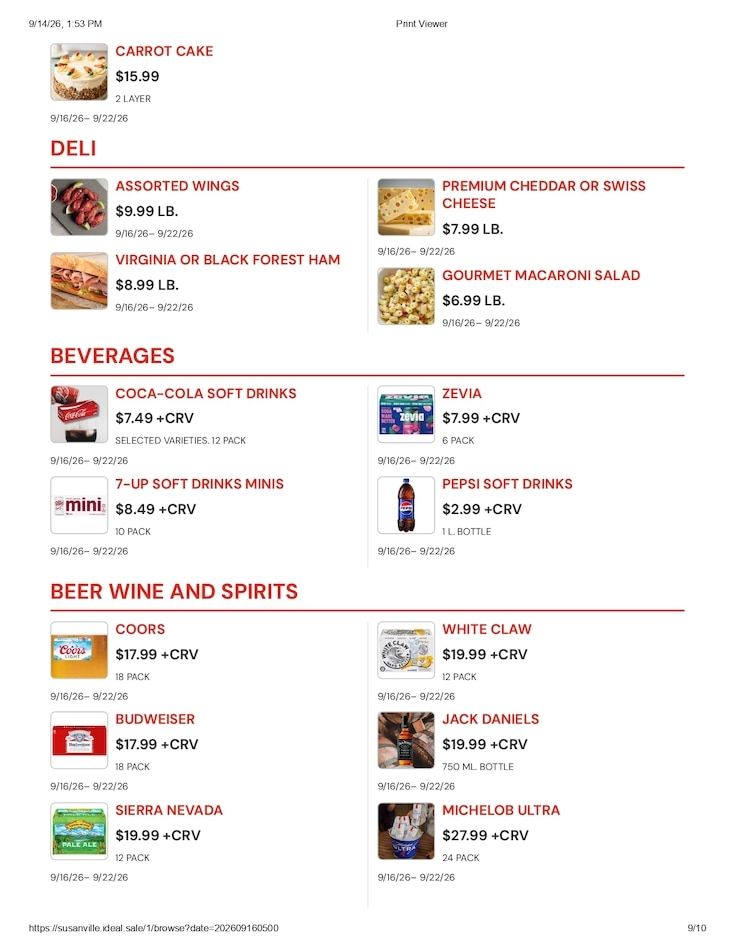 Susanville Supermarket IGA Weekly Ad September 16 - 22, 2026