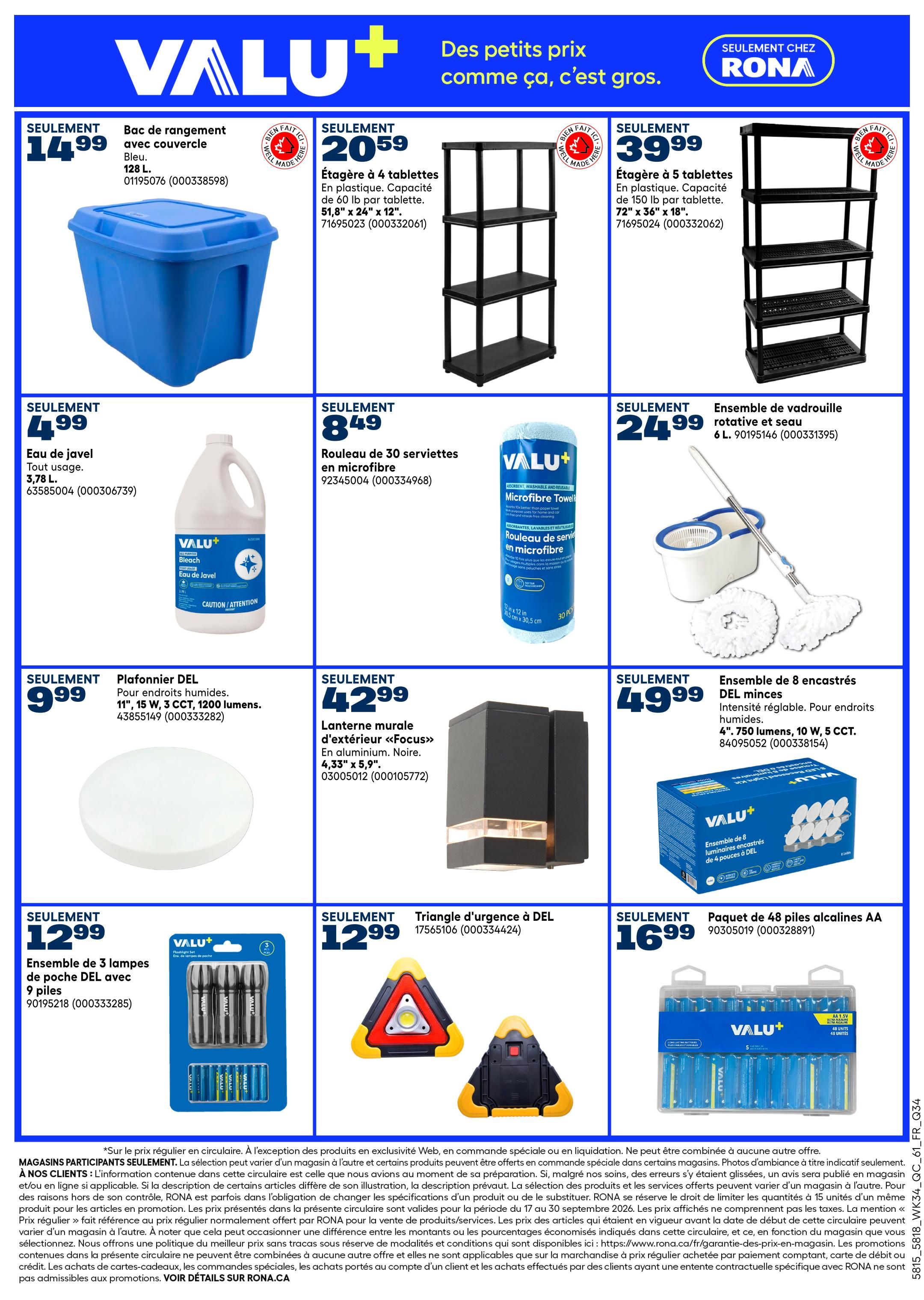 Rona & Rona+ (QC) Flyer September 17 to 23