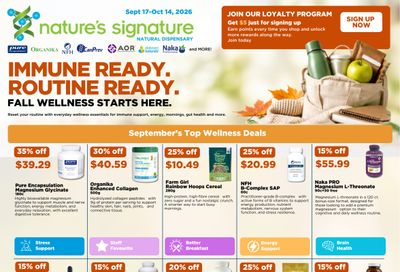 Nature's Signature Flyer September 17 to October 14