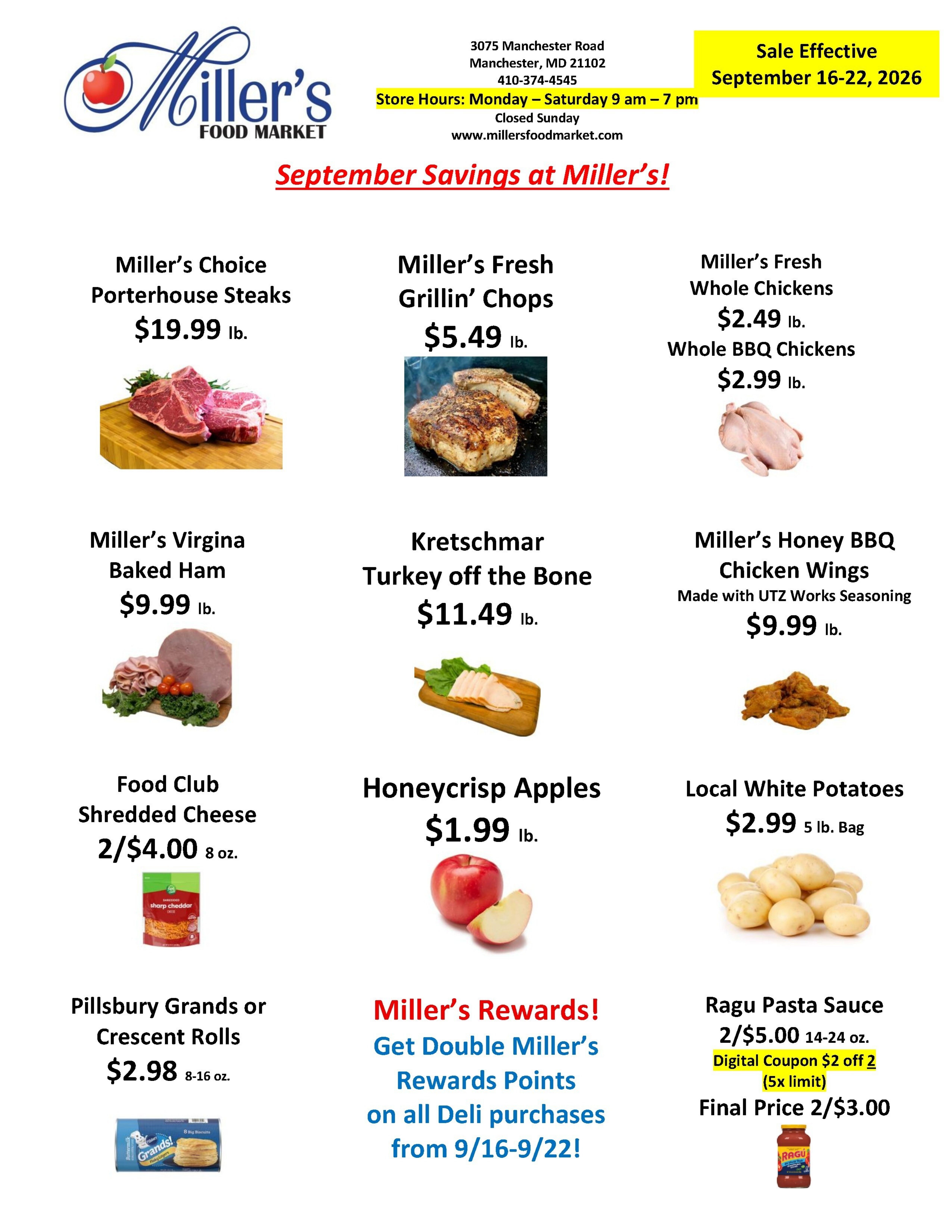 Miller's Food Market Weekly Ad September 16 - 22, 2026