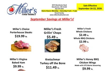 Miller's Food Market Weekly Ad September 16 - 22, 2026
