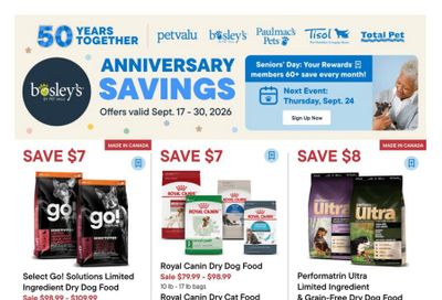 Bosley's by PetValu Flyer September 17 to 30