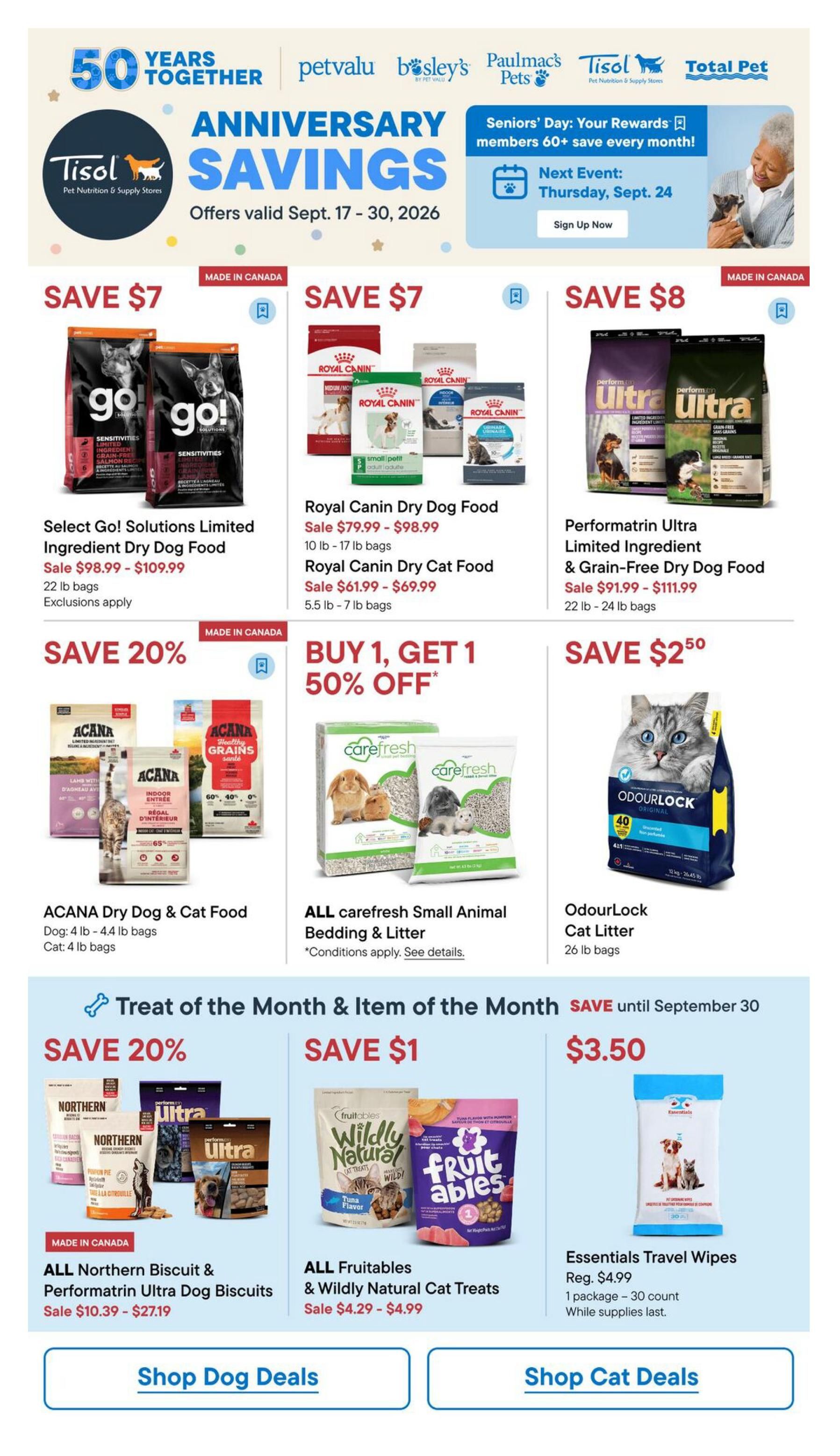 Tisol Pet Nutrition & Supply Stores Flyer September 17 to 30