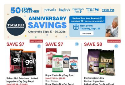 Total Pet Flyer September 17 to 30