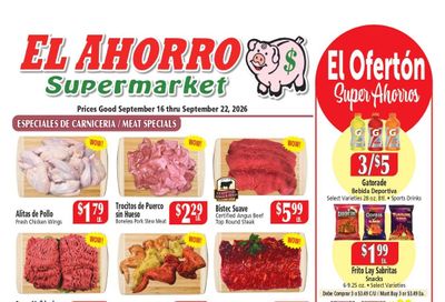 El Ahorro Supermarket (Carrollton Area, TX) Weekly Ad September 16 - 22, 2026