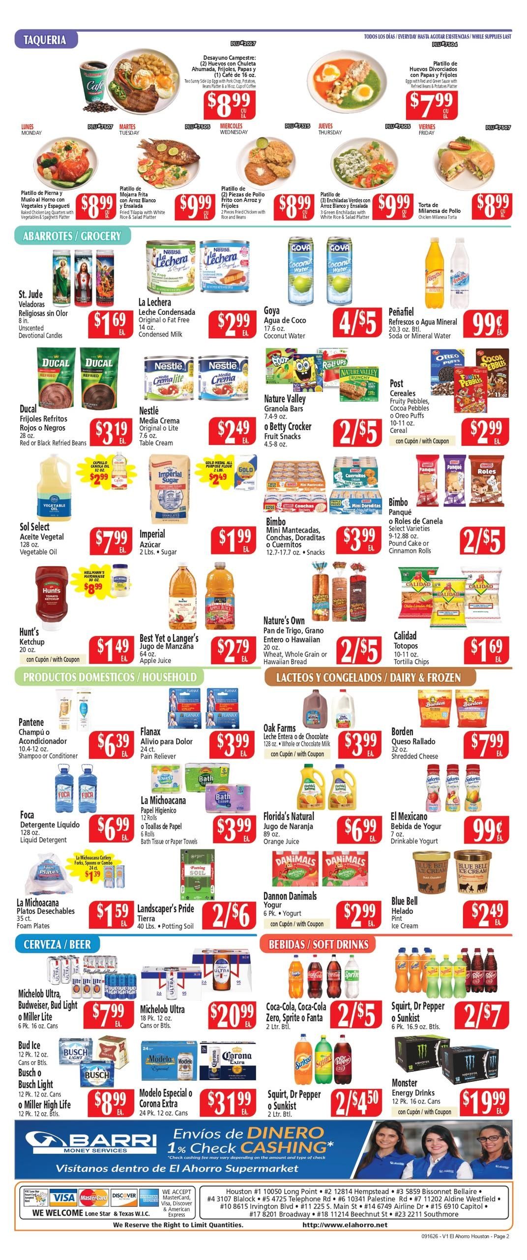 El Ahorro Supermarket (Carrollton Area, TX) Weekly Ad September 16 - 22, 2026