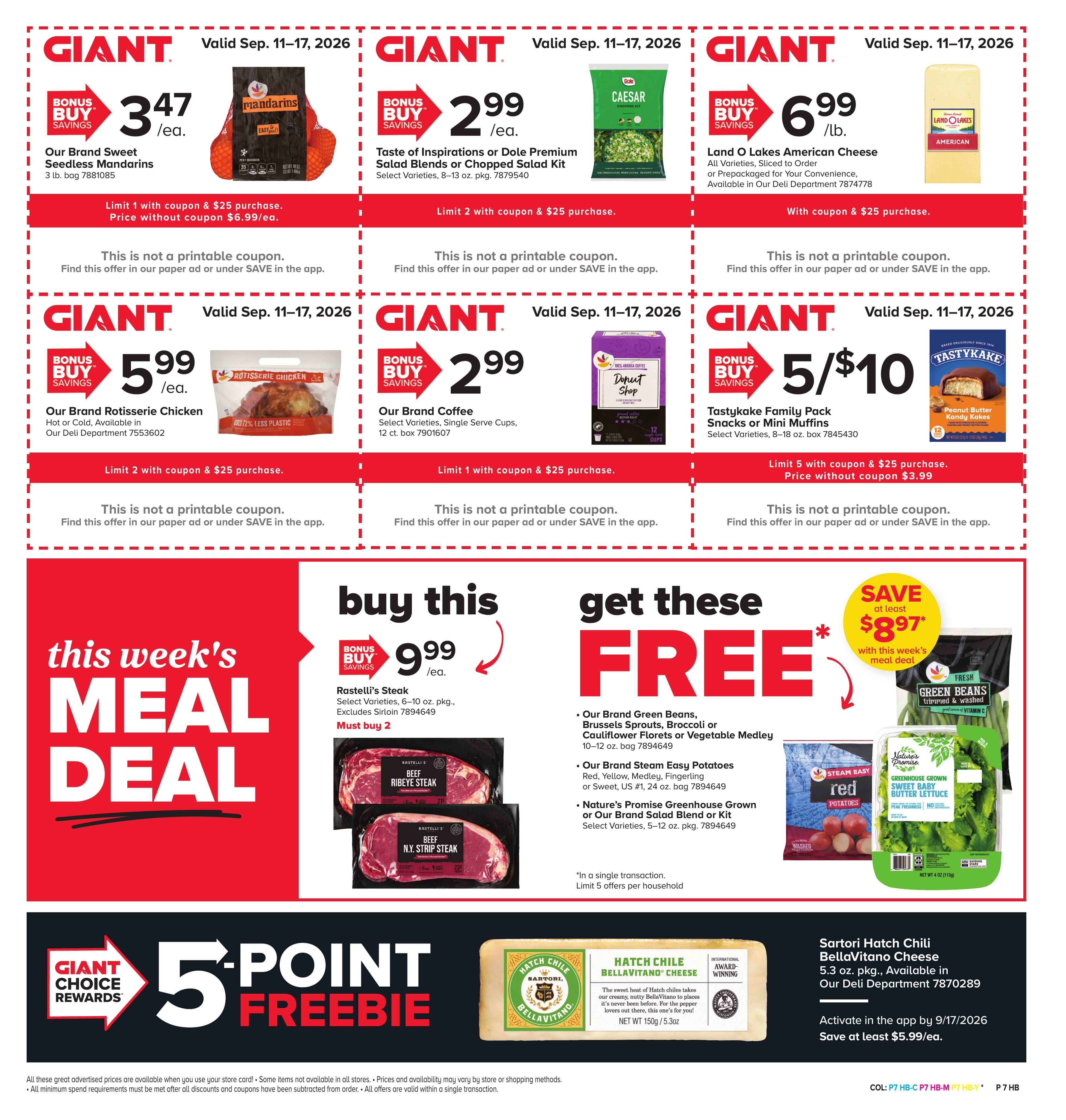 Giant Food Stores (Allentown Area, PA) Weekly Ad September 11 - 17, 2026