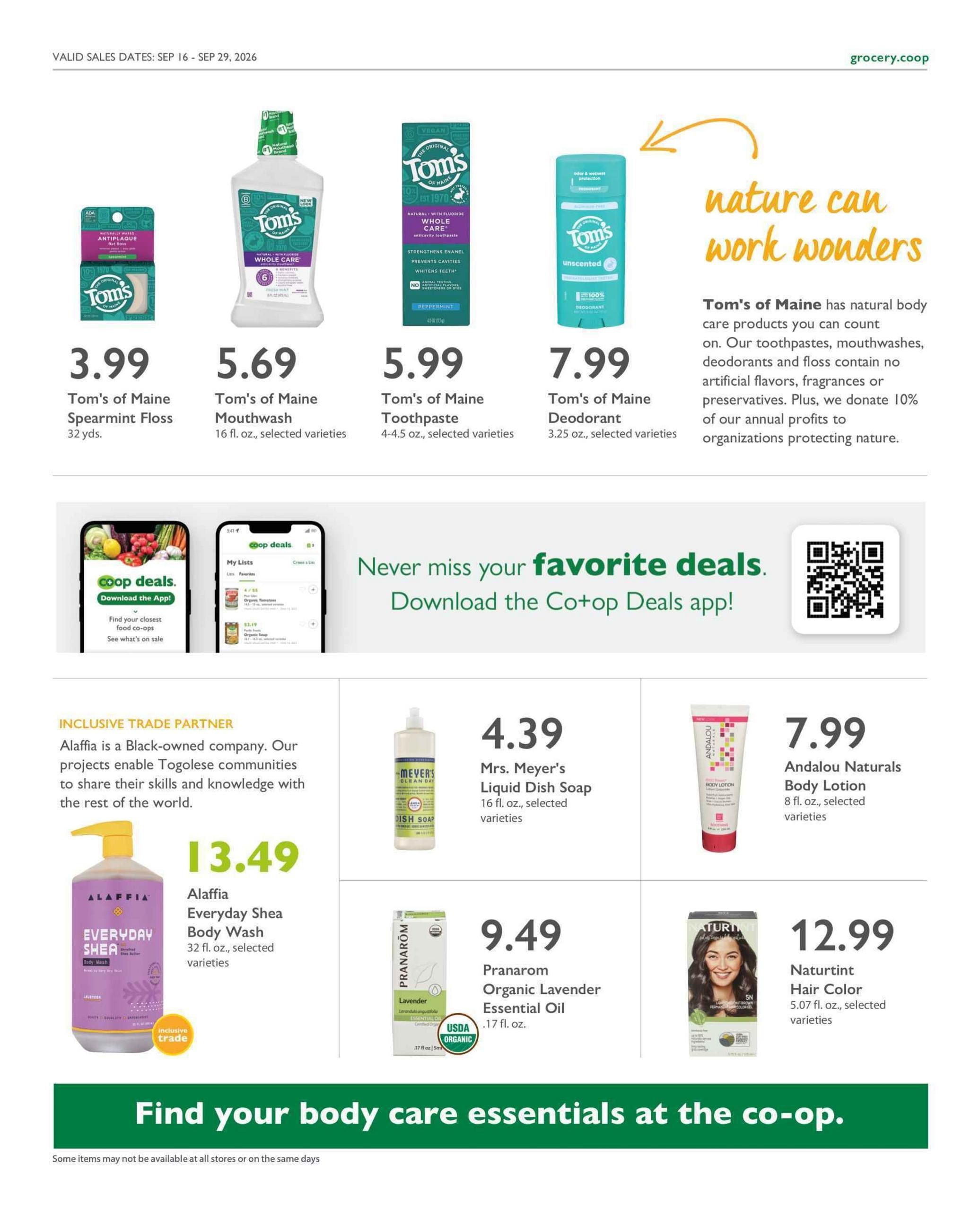 Co-opportunity Natural Foods Weekly Ad September 16 - 29, 2026