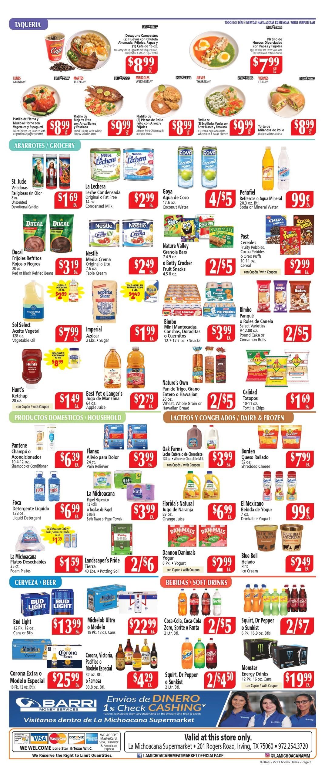 El Ahorro Supermarket (Grand Prairie-Irving Area, TX) Weekly Ad September 16 - 22, 2026