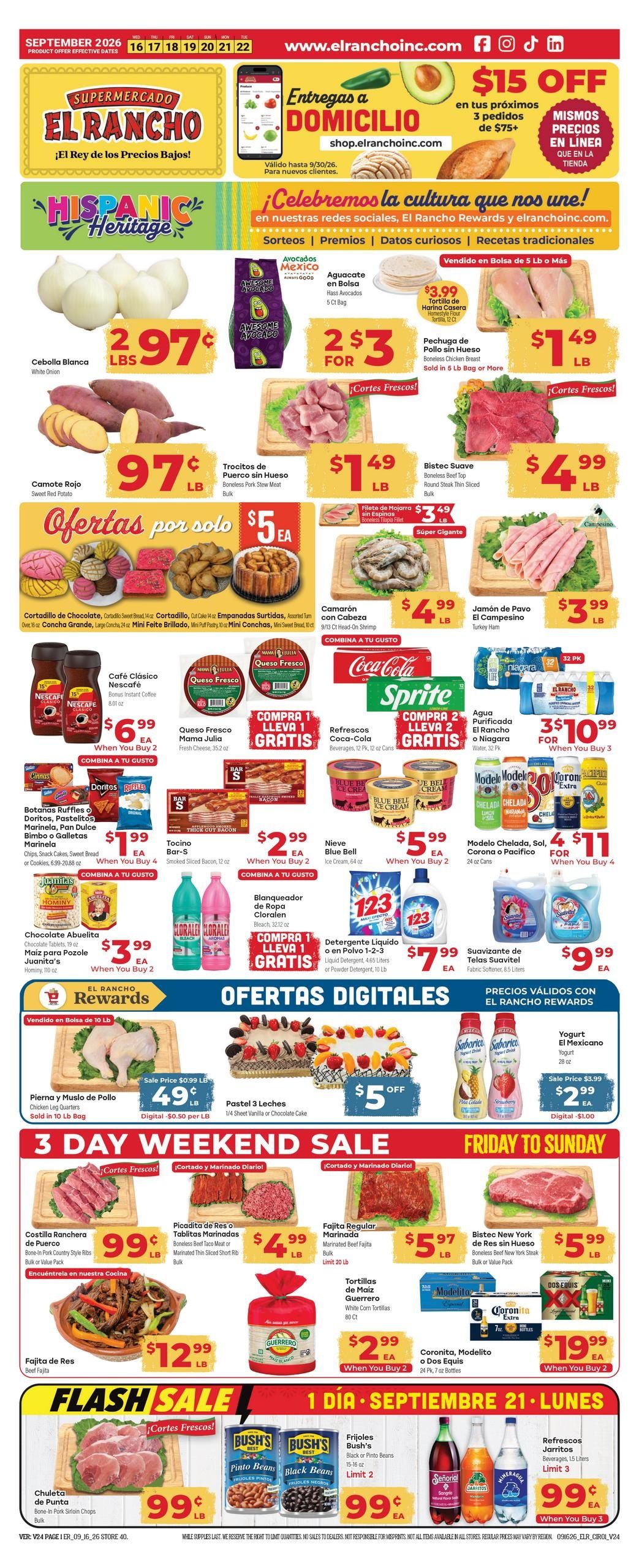El Rancho Supermercado (Colleyville-Irving Area, TX) Weekly Ad September 16 - 22, 2026