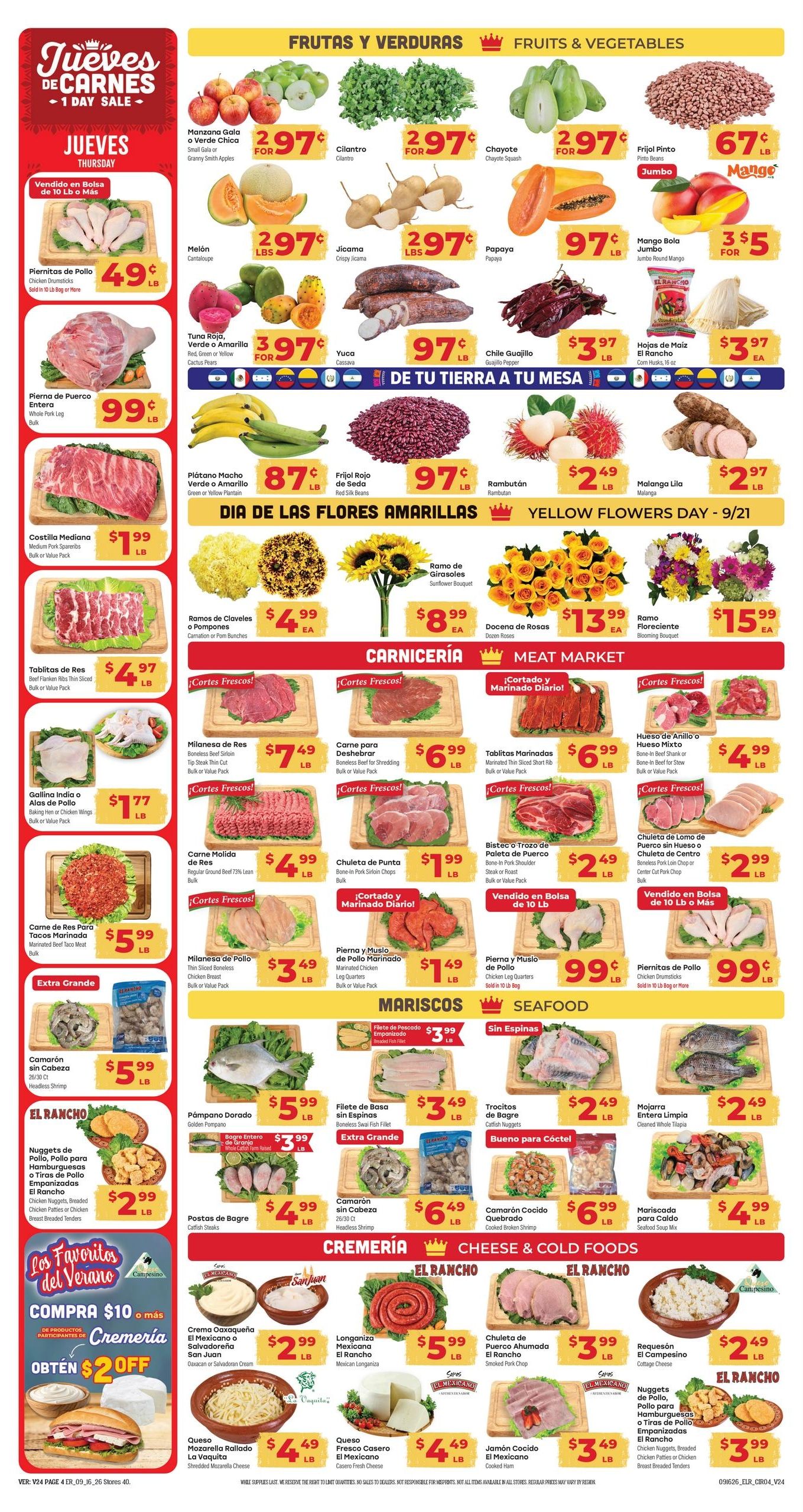 El Rancho Supermercado (Colleyville-Irving Area, TX) Weekly Ad September 16 - 22, 2026