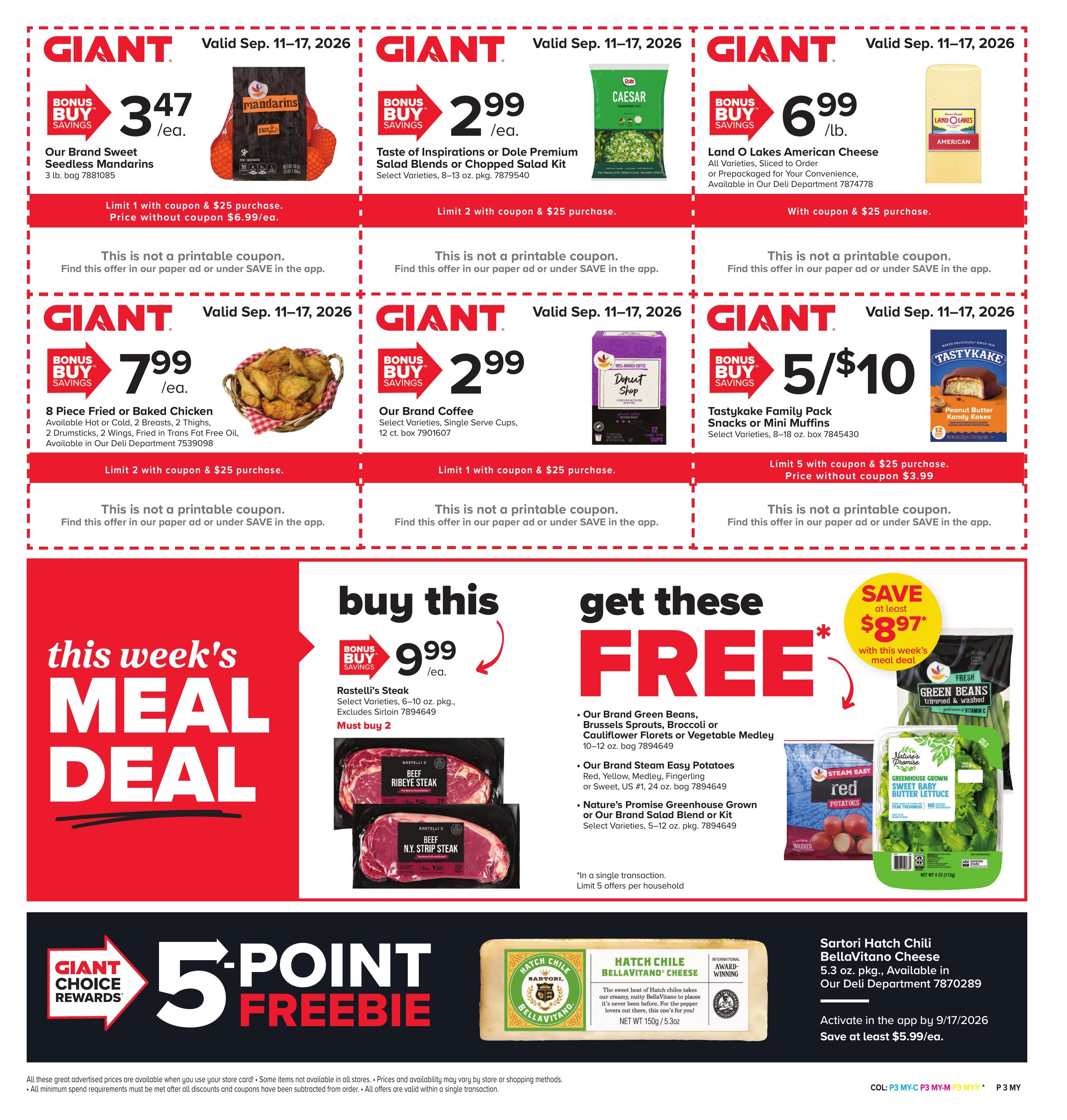 Giant Food Stores (Cumberland Area, MD) Weekly Ad September 11 - 17, 2026