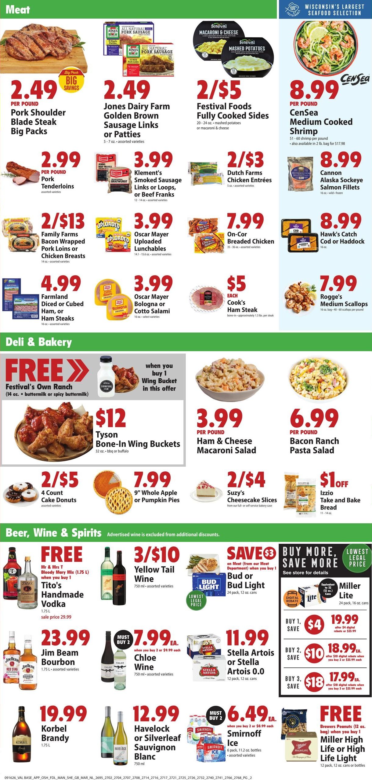 Festival Foods (Green Bay-Sheboygan Falls Area, WI) Weekly Ad (organic) Weekly Ad September 16 - 22, 2026