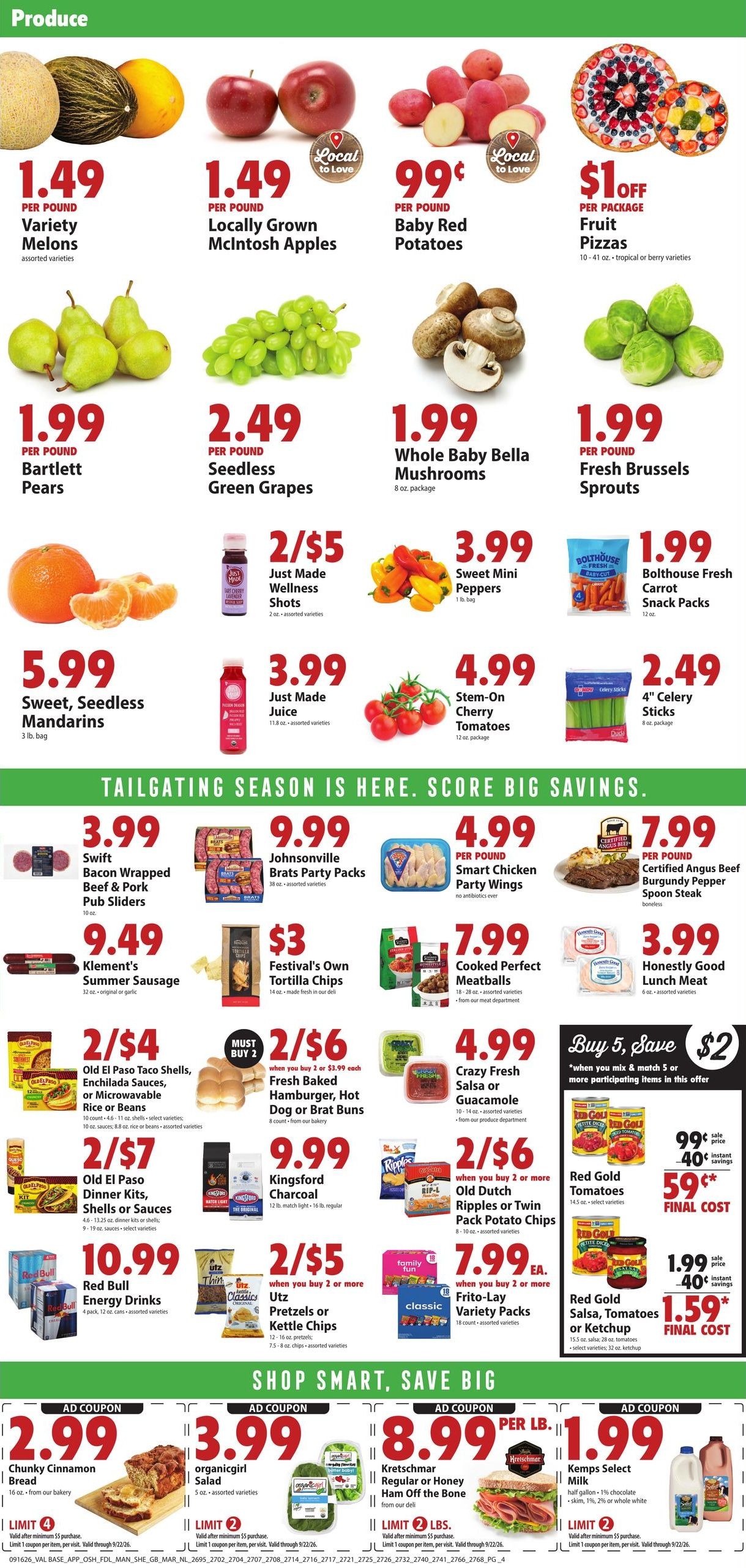 Festival Foods (Green Bay-Sheboygan Falls Area, WI) Weekly Ad (organic) Weekly Ad September 16 - 22, 2026