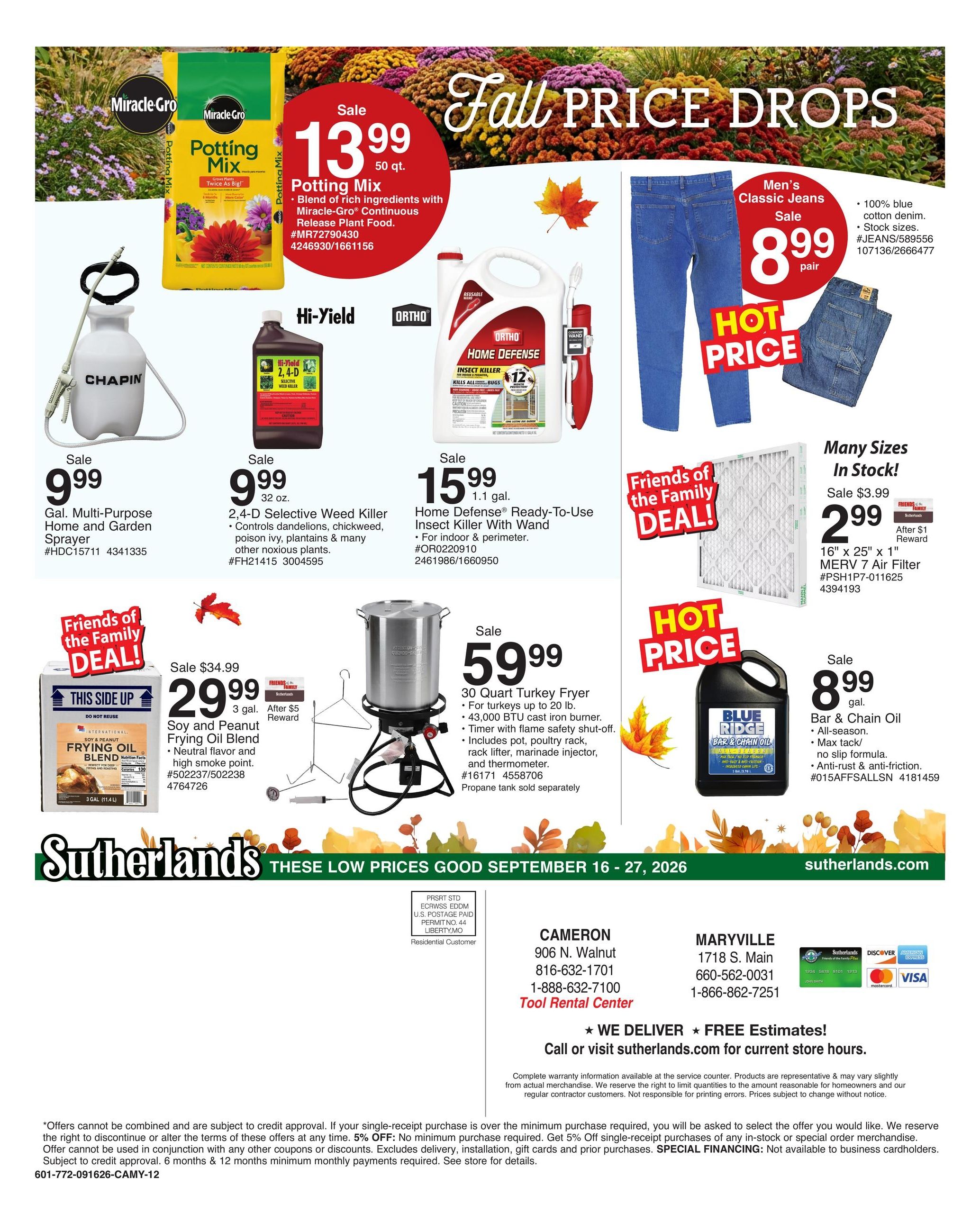 Sutherlands (Maysville Area, MO) Weekly Ad September 16 - 27, 2026