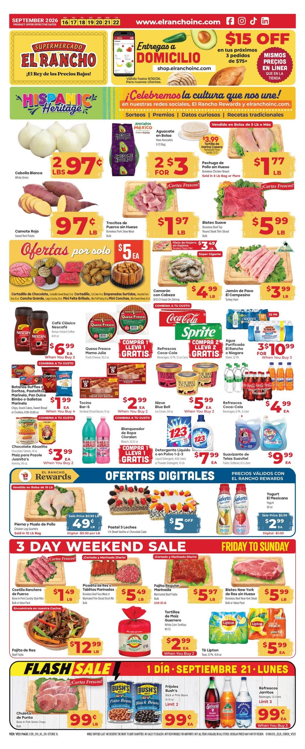 El Rancho Supermercado (Dallas-Mesquite Area, TX) Weekly Ad September 16 - 22, 2026
