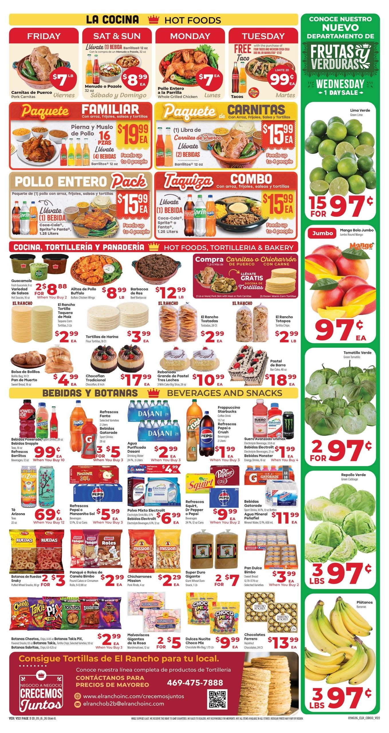 El Rancho Supermercado (Dallas-Mesquite Area, TX) Weekly Ad September 16 - 22, 2026