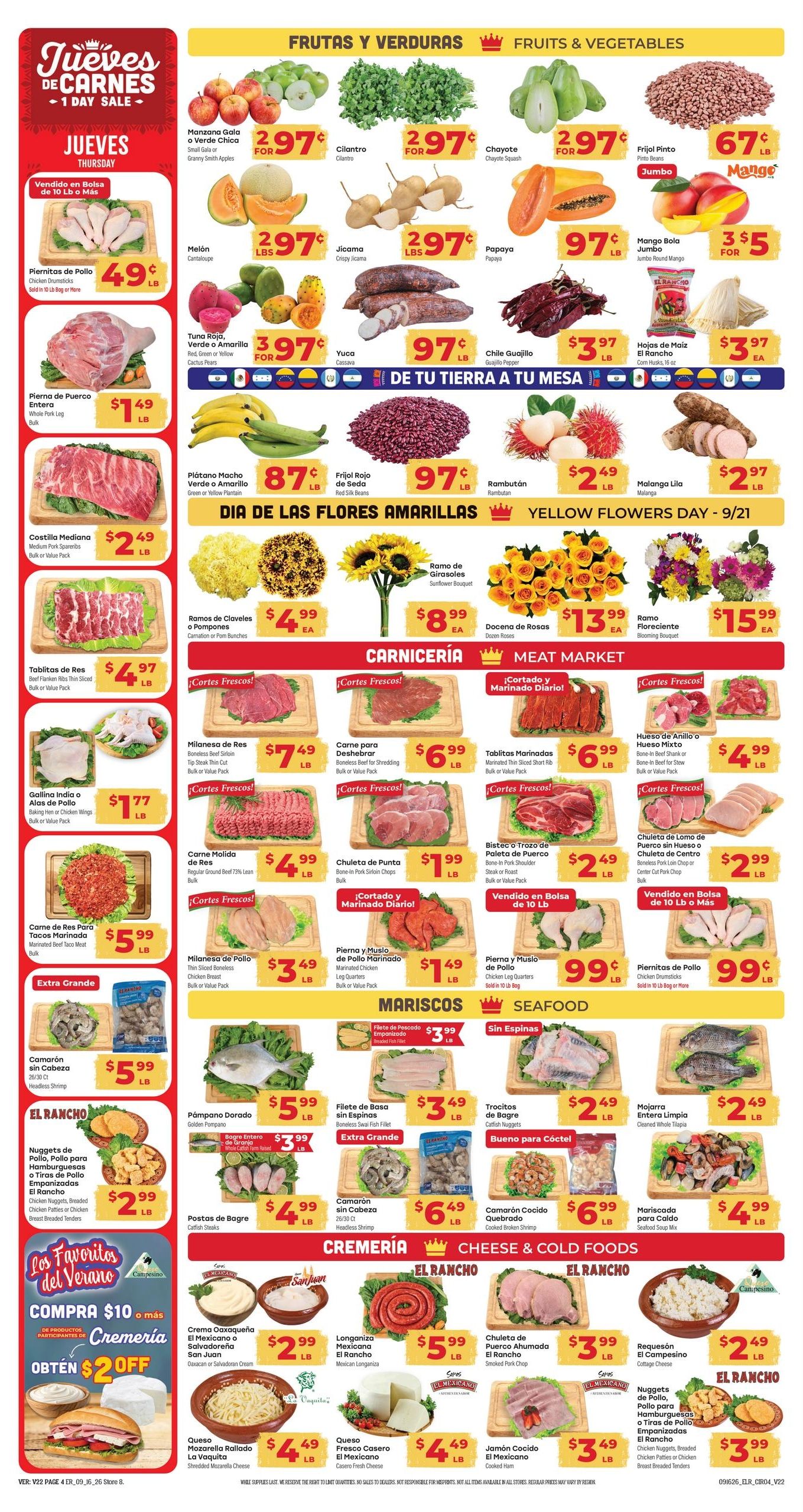 El Rancho Supermercado (Dallas-Mesquite Area, TX) Weekly Ad September 16 - 22, 2026