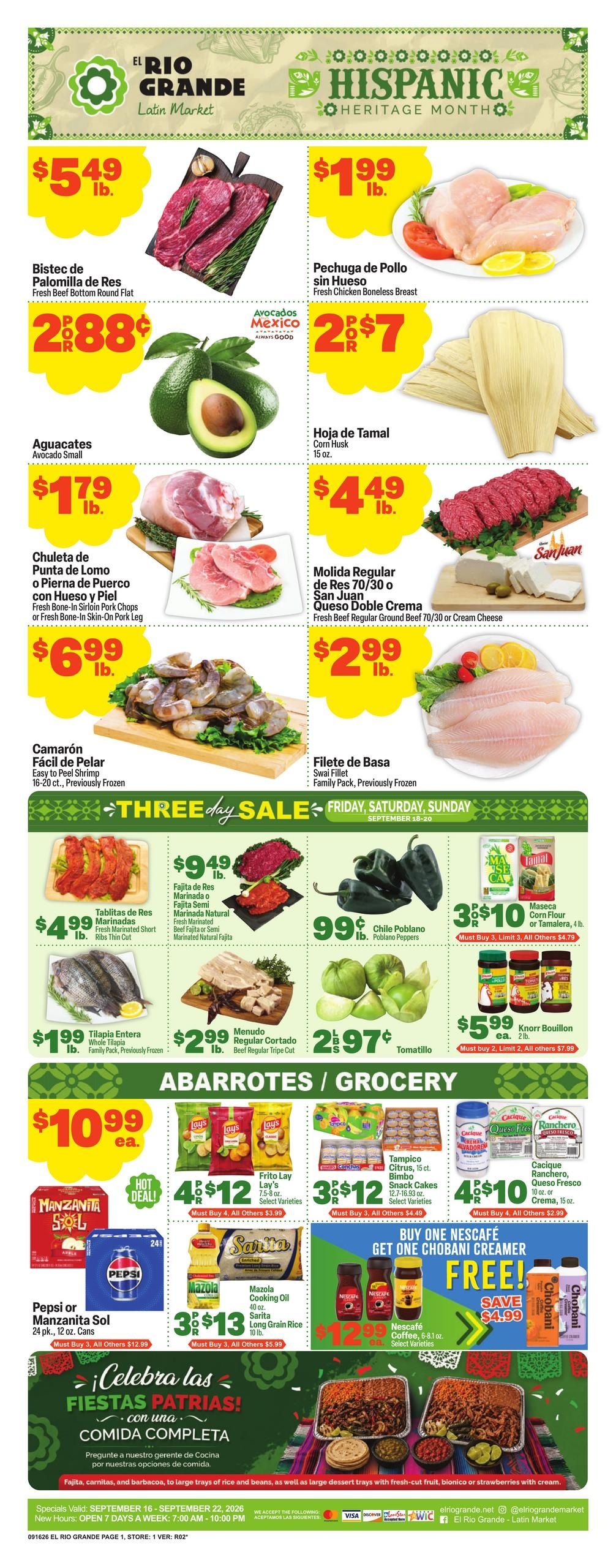 El Rio Grande (Dallas Area, TX) Weekly Ad September 16 - 22, 2026