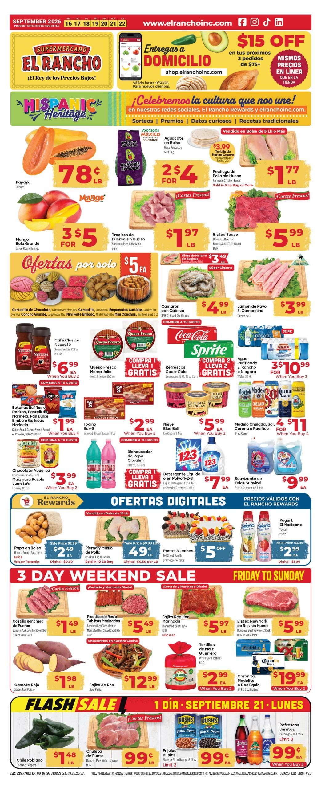 El Rancho Supermercado (Denton Area, TX) Weekly Ad September 16 - 22, 2026