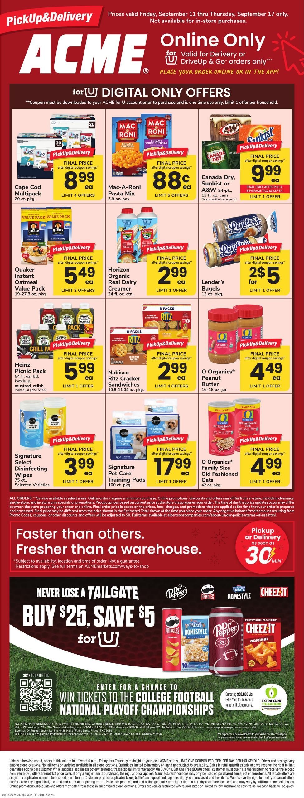 Acme Markets (Philadelphia Area, PA) Bonus Online Savings Weekly Ad September 11 - 17, 2026