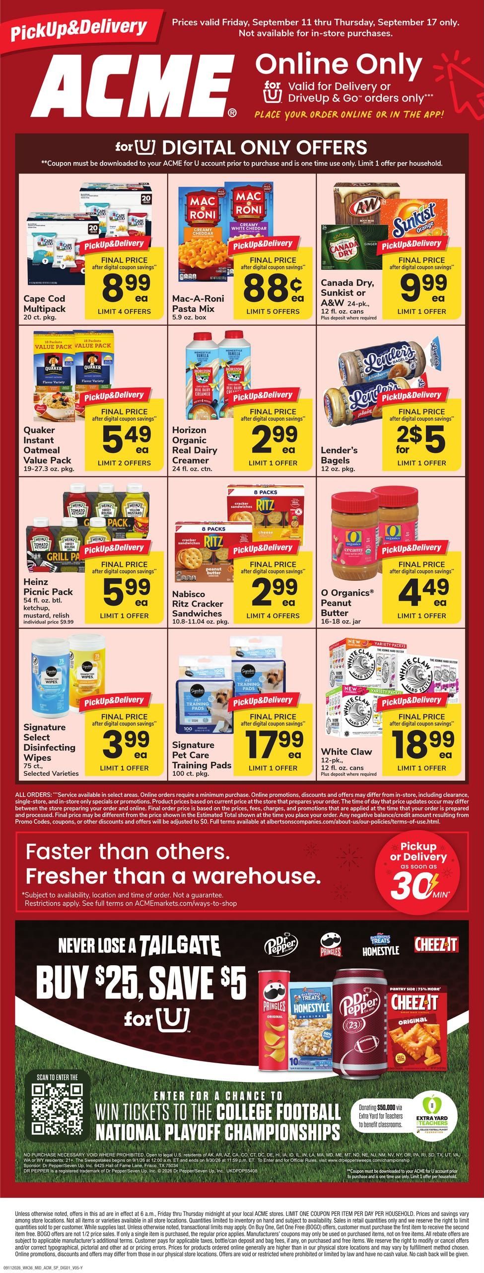 Acme Markets (Yonkers Area, NY) Bonus Online Savings Weekly Ad September 11 - 17, 2026