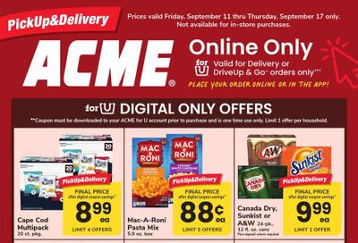 Acme Markets (Yonkers Area, NY) Bonus Online Savings Weekly Ad September 11 - 17, 2026