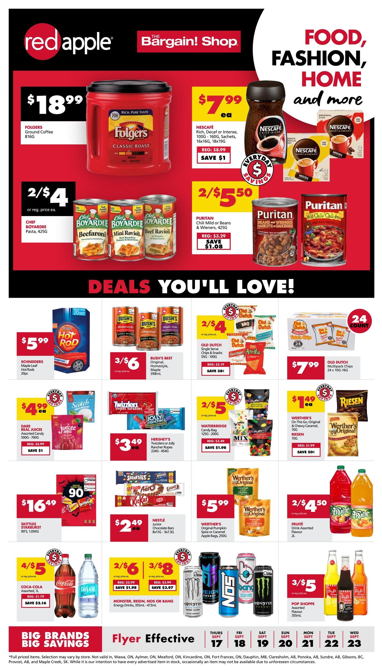 The Bargain Shop & Red Apple Stores Flyer September 17 to 23