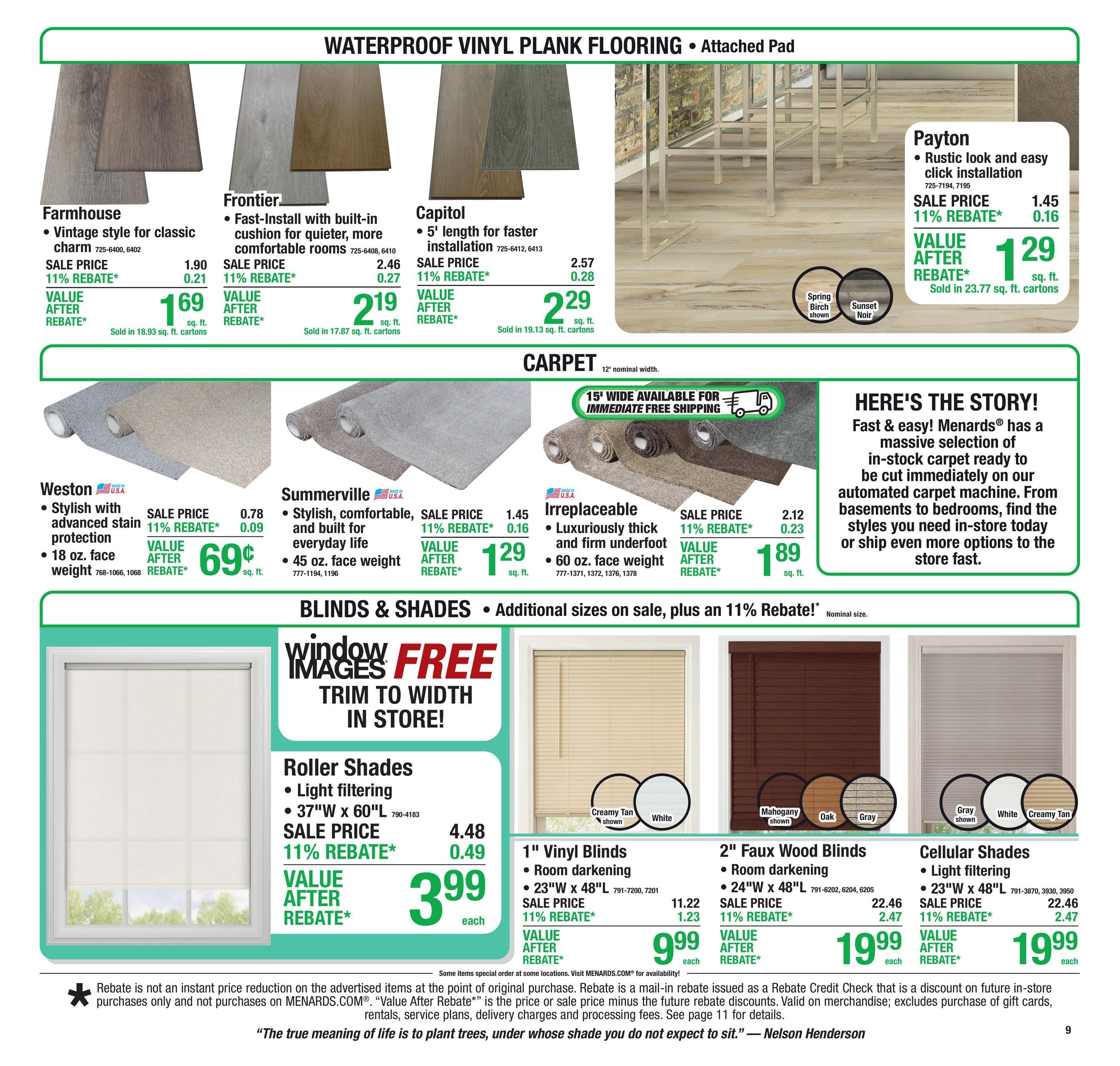 Menards (River Falls Area, WI) 11% Rebate Sale Weekly Ad September 16 - 27, 2026