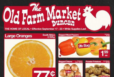 The Old Farm Market (Duncan) Flyer September 17 to 23