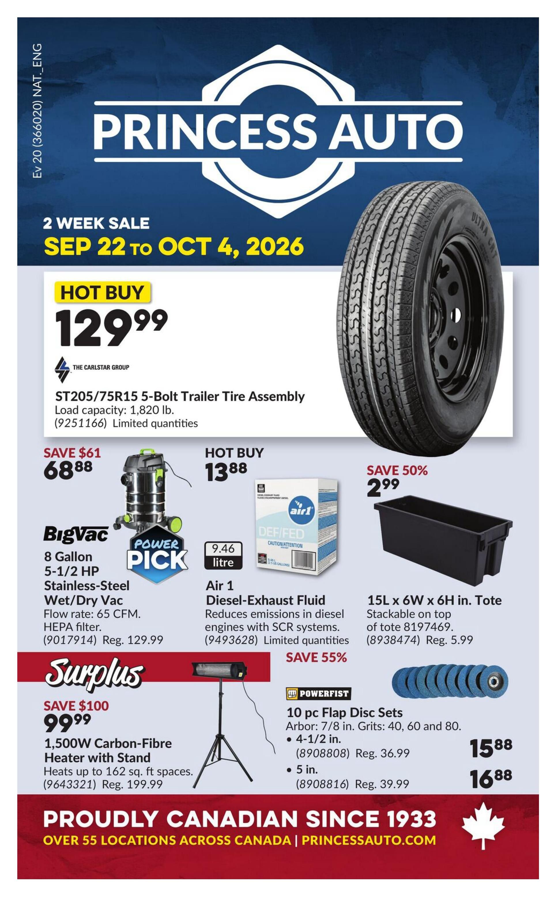 Princess Auto Flyer September 22 to October 4