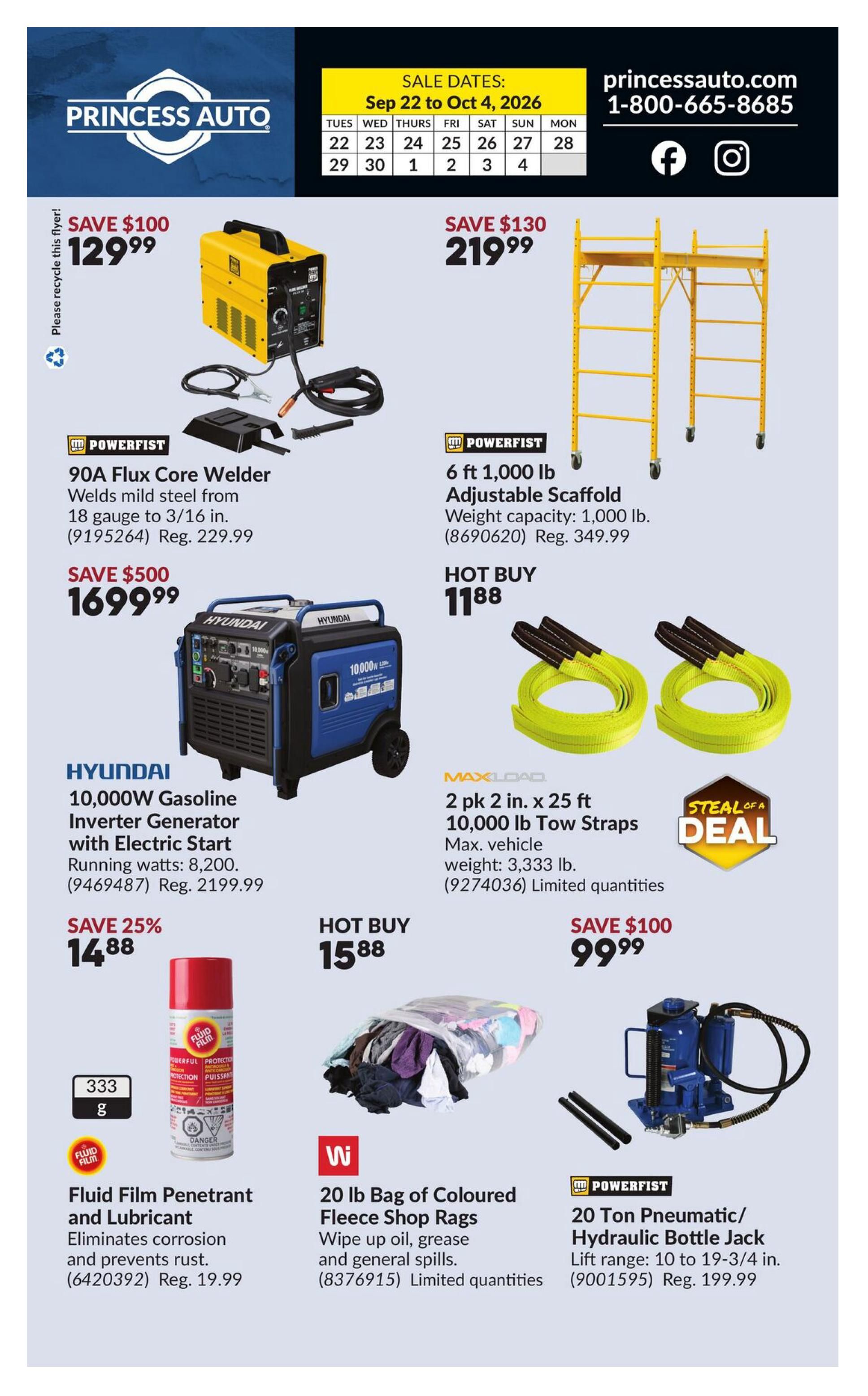 Princess Auto Flyer September 22 to October 4