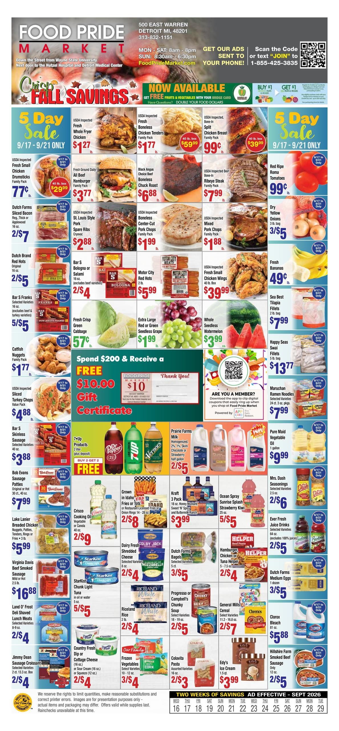 Food Pride Market Weekly Ad September 16 - 29, 2026