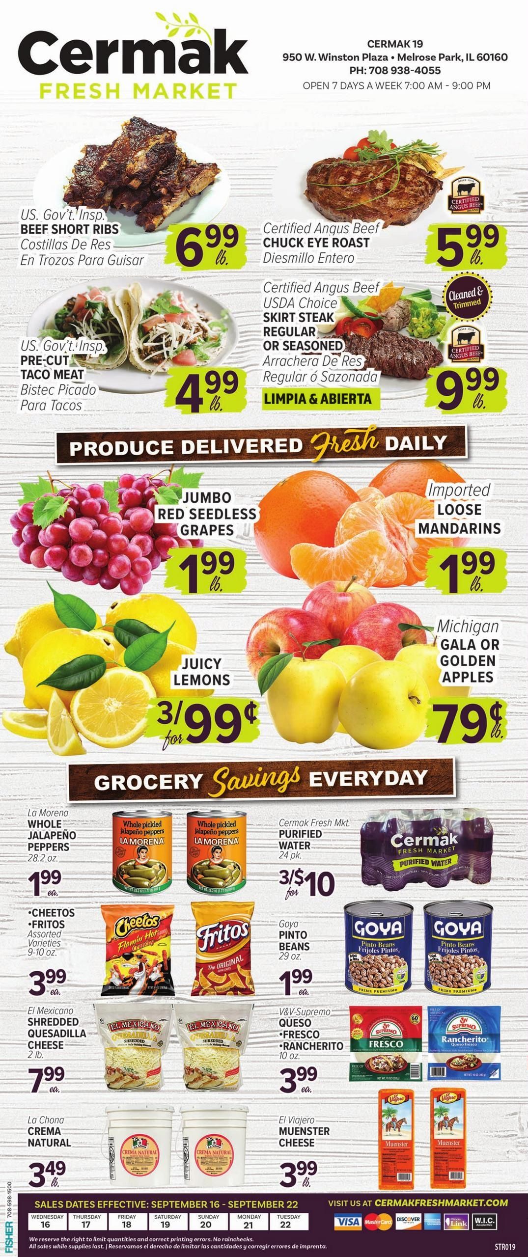 Cermak Fresh Market (Hinsdale-Oak Brook Area, IL) Weekly Ad September 16 - 22, 2026