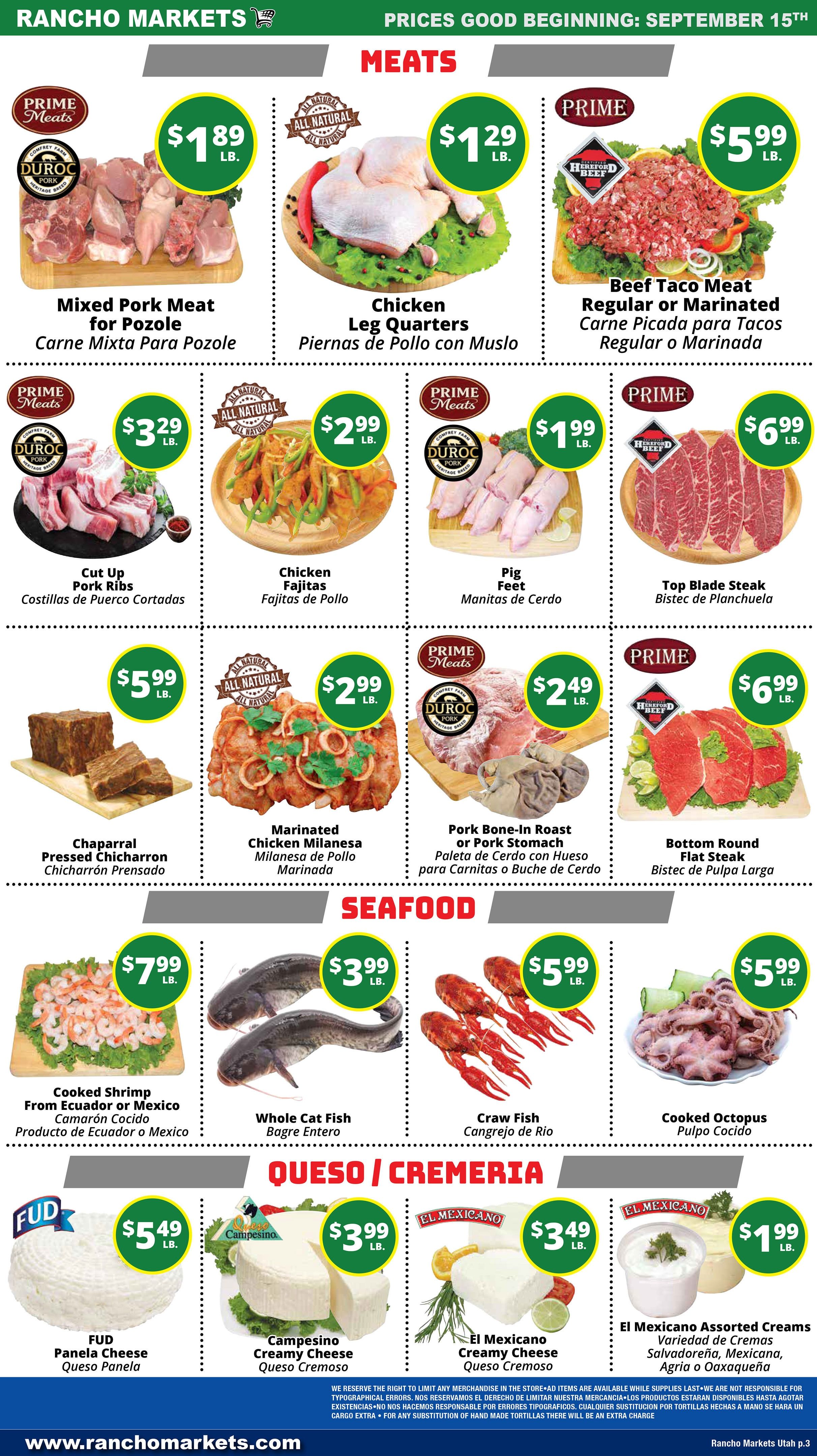Rancho Markets (Utah) Weekly Ad September 15 - 21, 2026