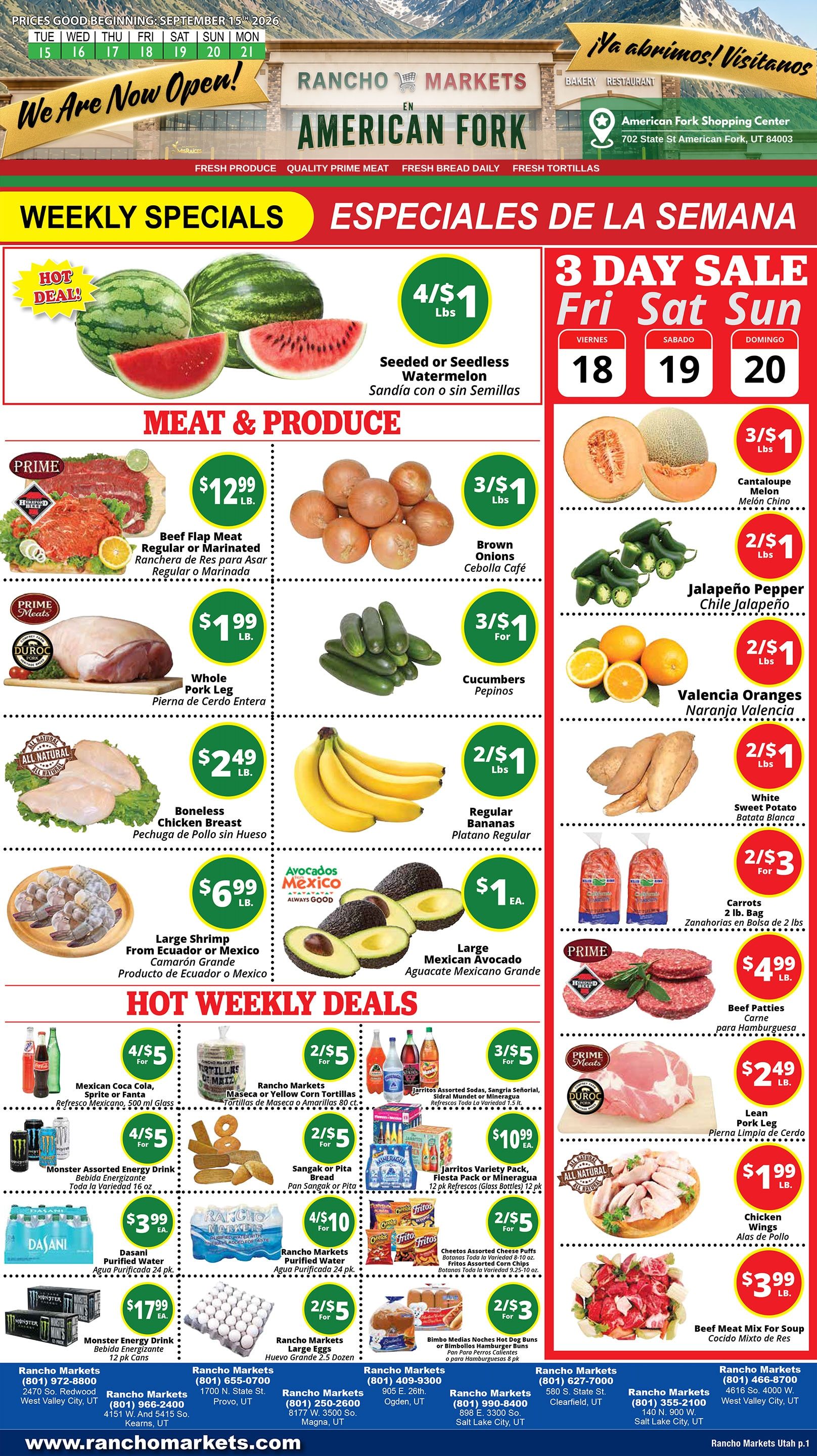 Rancho Markets (Utah) Weekly Ad September 15 - 21, 2026
