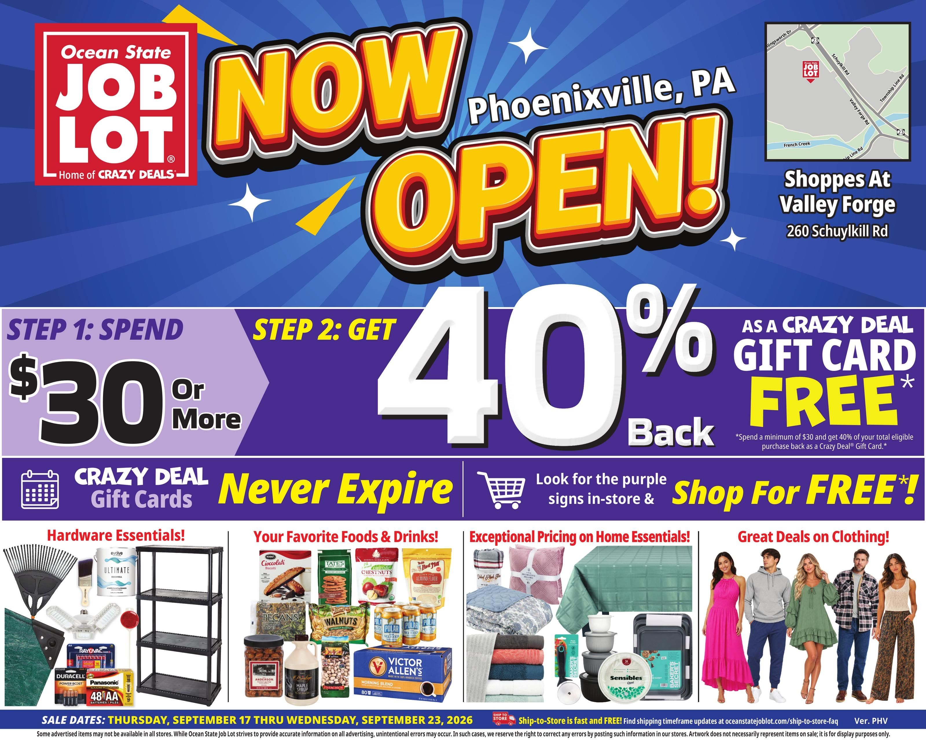 Ocean State Job Lot (Valley Forge Area, PA) Weekly Ad September 17 - 23, 2026