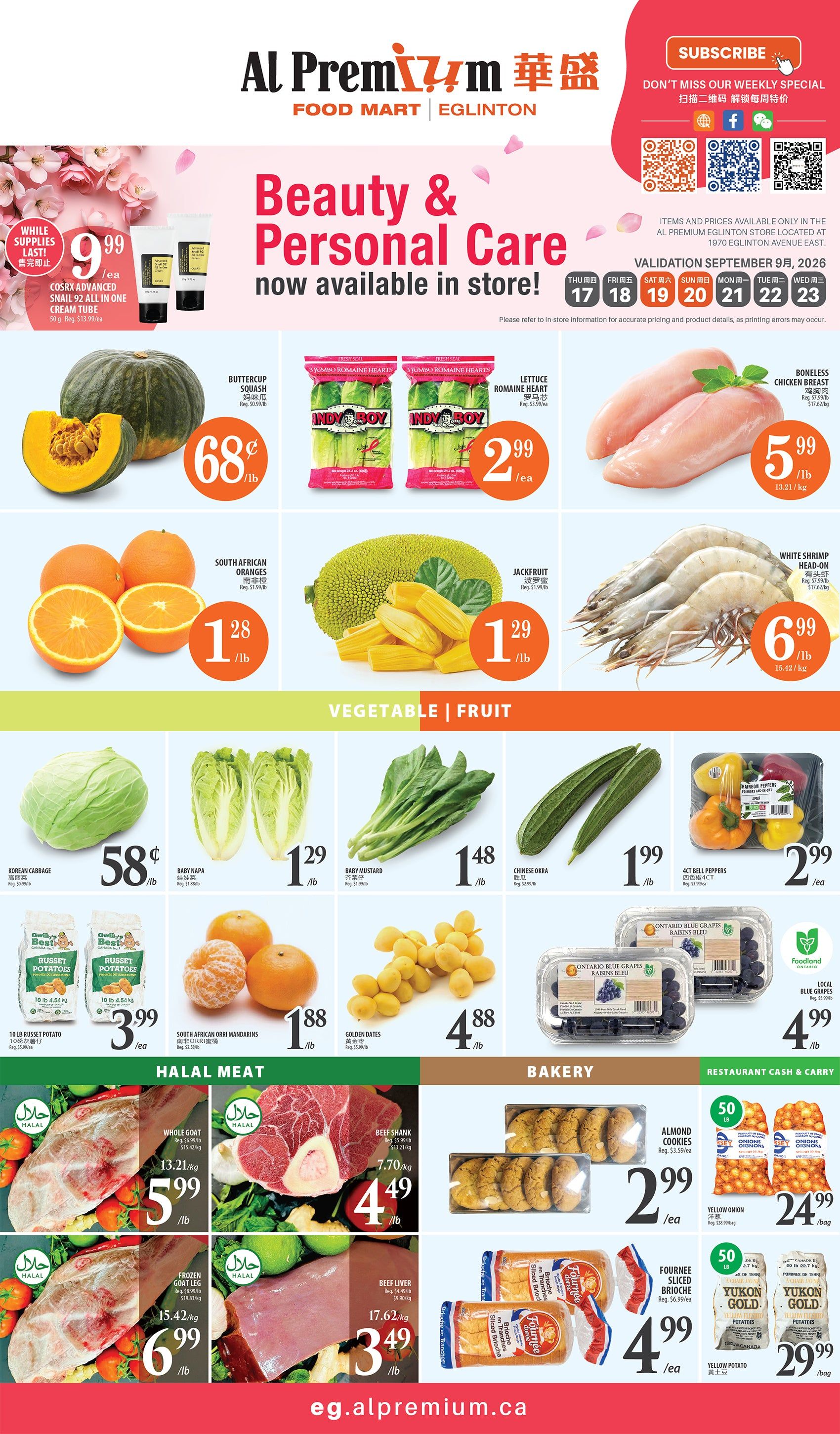 Al Premium Food Mart (Eglinton Ave.) Flyer September 17 to 23