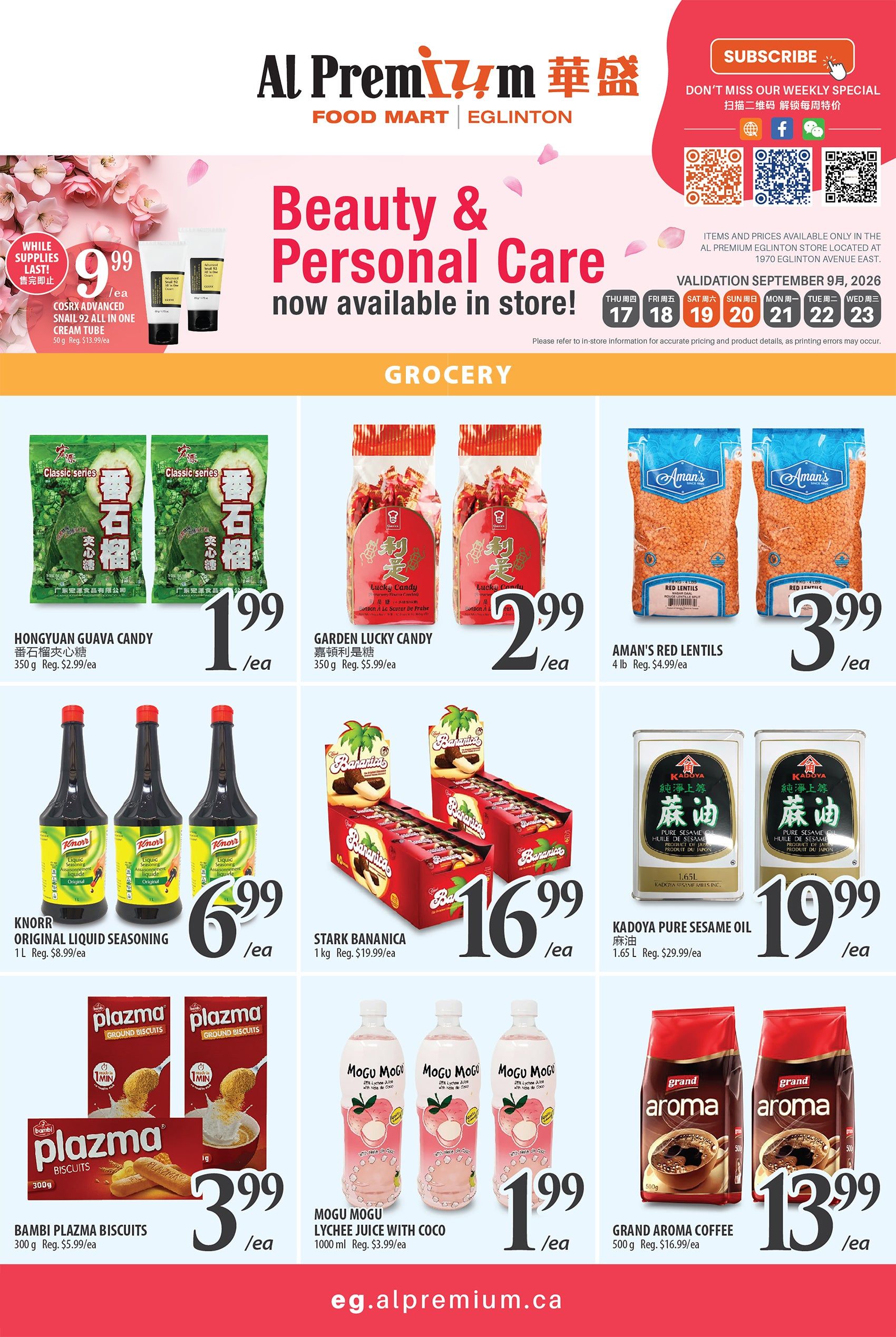 Al Premium Food Mart (Eglinton Ave.) Flyer September 17 to 23