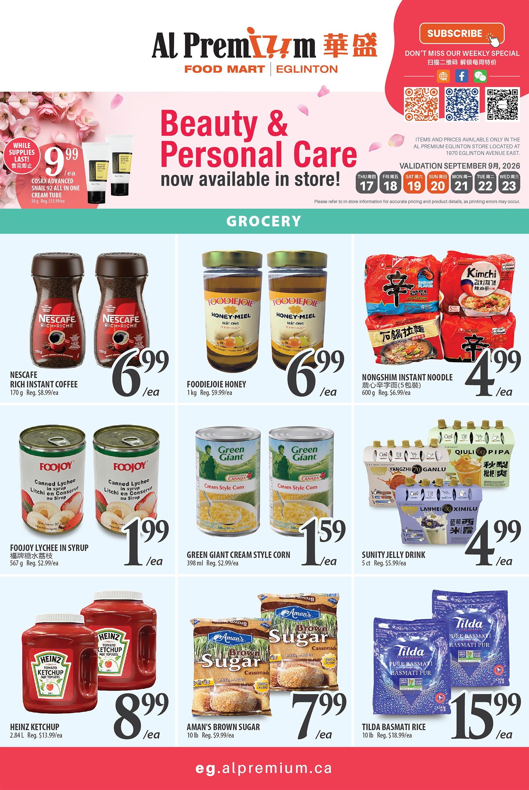 Al Premium Food Mart (Eglinton Ave.) Flyer September 17 to 23