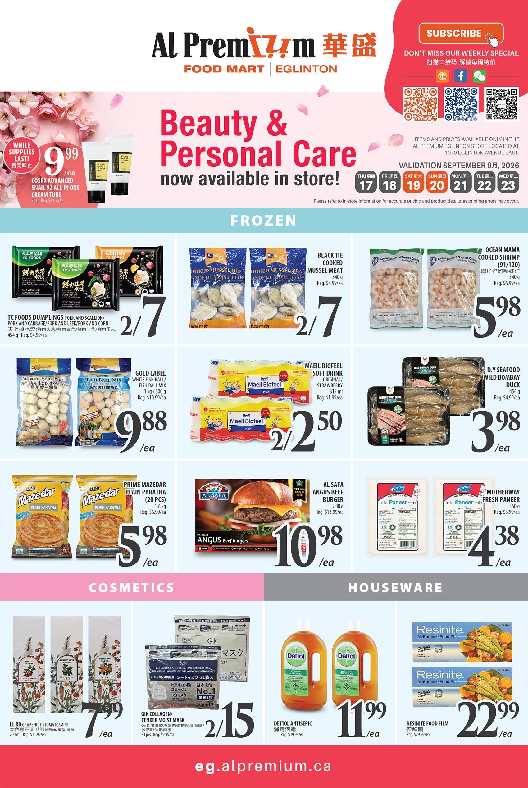 Al Premium Food Mart (Eglinton Ave.) Flyer September 17 to 23