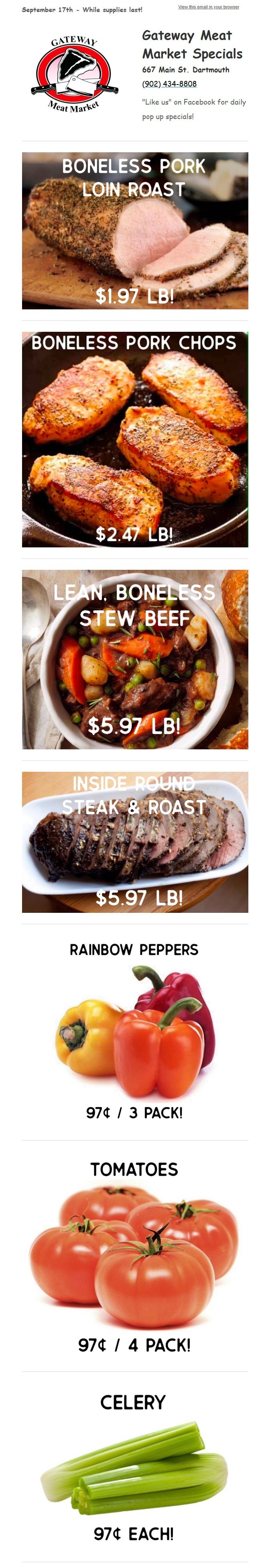 Gateway Meat Market Flyer September 17 to 23